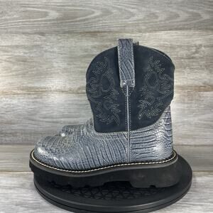 Ariat Women's Fatbaby Original Blue Crocodile Print Western Boots Size 6